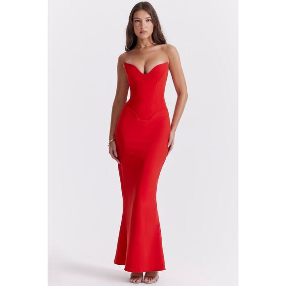 House Of CB Tamara Strapless Stretch Satin Corset Gown - X-Large A/C - Picture 4 of 8